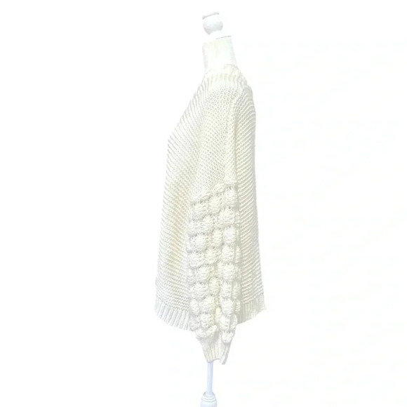 Harper Heritage Chunky Knit Bubble Sleeve Open Front Cardigan Sweater Ivory Lg - Picture 4 of 11